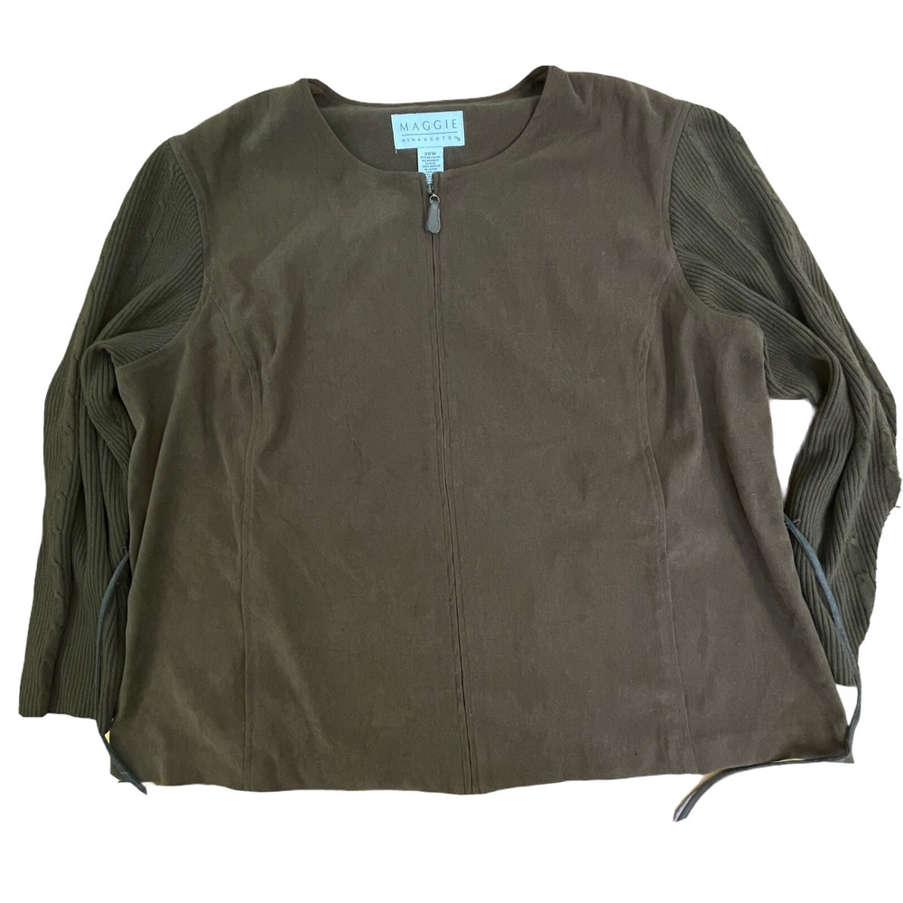 Maggie McNaughton 20W Brown Full Zip Sweater Jacket 6 Pockets Women Plus